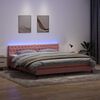 vidaXL Cama box spring con colch&oacute;n y LED terciopelo rosa 180x220 cm