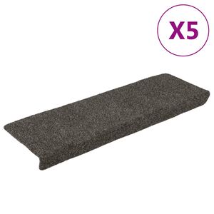 vidaXL Felpudos autoadhesivos para escaleras, 5 unidades, 65 x 21 x 4 cm, antracita, borde rectangular