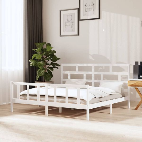 vidaXL Estructura de cama madera maciza de pino blanco 200x200 cm