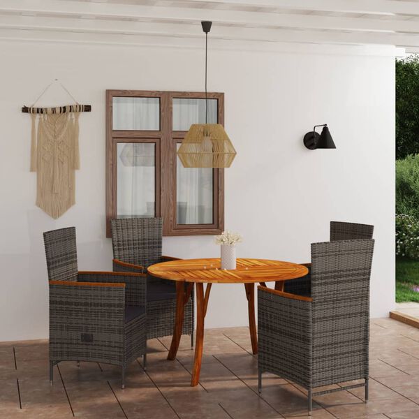 vidaXL Juego de comedor para jard&iacute;n 5 piezas gris