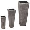 vidaXL Conjunto de arriates 3 piezas rat&aacute;n sint&eacute;tico gris