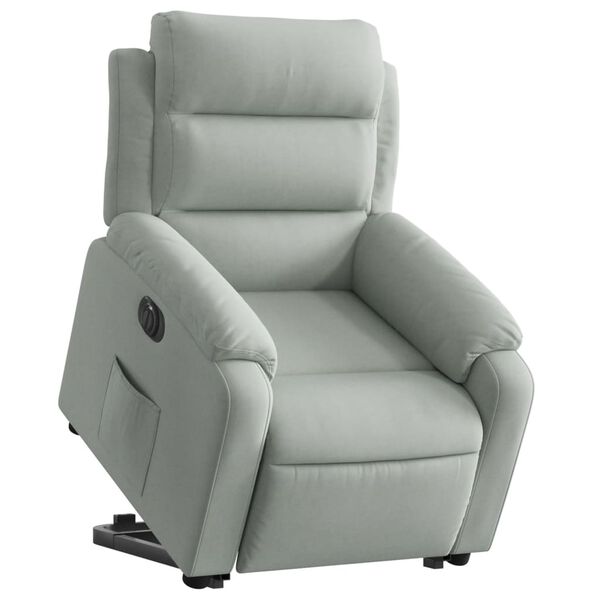 vidaXL Sill&oacute;n el&eacute;ctrico reclinable elevable de terciopelo gris claro