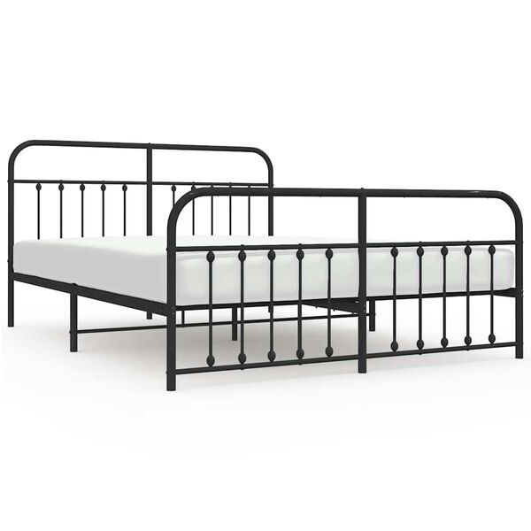 vidaXL Estructura cama sin colch&oacute;n con estribo metal negro 183x213 cm