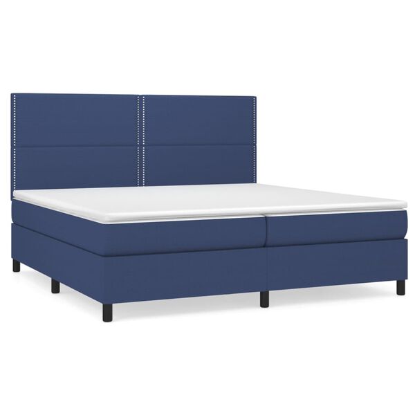 vidaXL Cama box spring con colch&oacute;n tela azul 200x200 cm