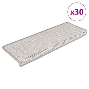 vidaXL Alfombra autoadhesiva escalera sisal 30 uds 65x21x4 cm plateado