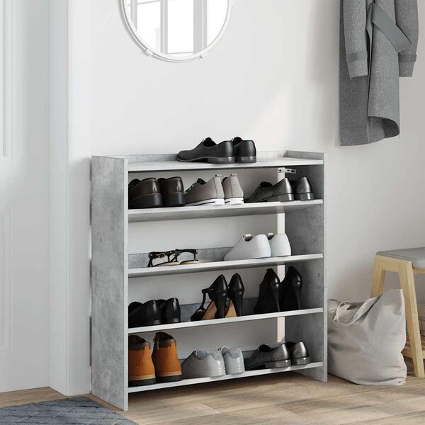 vidaXL Mueble zapatero madera contrachapada gris hormig&oacute;n 80x25x81 cm
