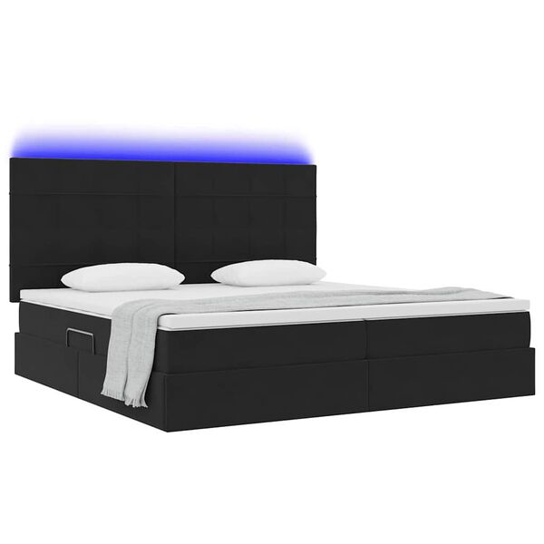 vidaXL Cama con almacenamiento y LED Negro 200 x 200 cm Terciopelo