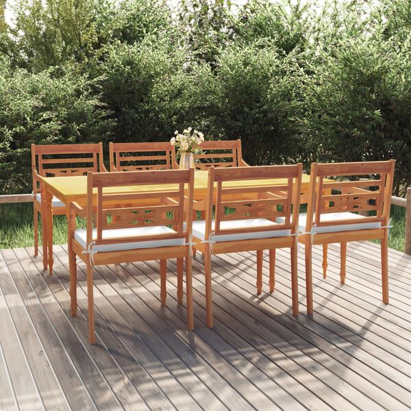 vidaXL Juego comedor de jard&iacute;n 7 piezas con cojines madera maciza teca