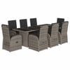 vidaXL Set comedor jard&iacute;n 9 pzas y cojines rat&aacute;n sint&eacute;tico gris