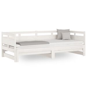 vidaXL Sof&aacute; cama extra&iacute;ble madera maciza de pino blanco 2x(80x200) cm