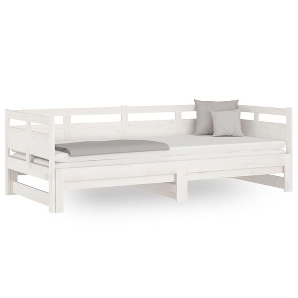 vidaXL Sof&aacute; cama extra&iacute;ble madera maciza de pino blanco 2x(80x200) cm