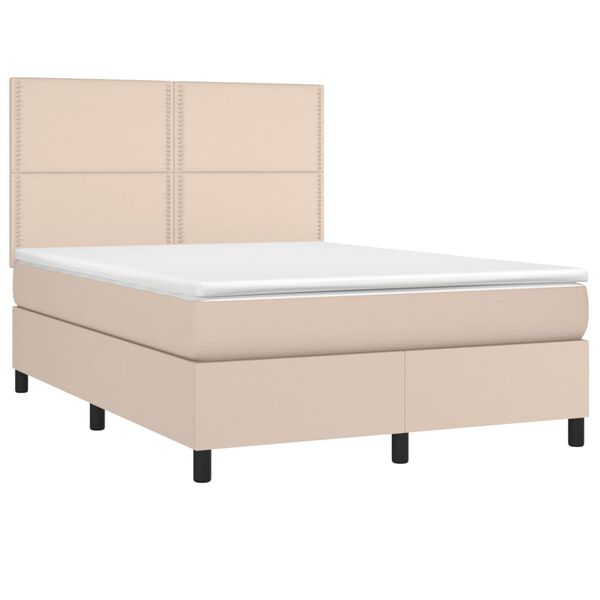vidaXL Cama box spring con colch&oacute;n cuero sint&eacute;tico capuchino 140x200cm