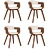 vidaXL Sillas de comedor 4 uds madera curvada y cuero sint&eacute;tico crema