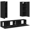 vidaXL Set de muebles de sal&oacute;n TV 4 pzas madera de ingenier&iacute;a negro