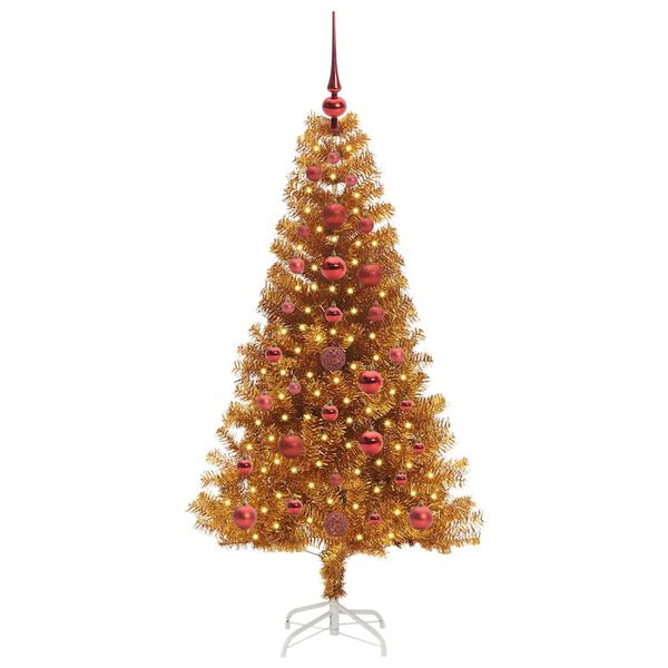 vidaXL &Aacute;rbol de Navidad con 150 LED con soporte Dorado 120 cm PET