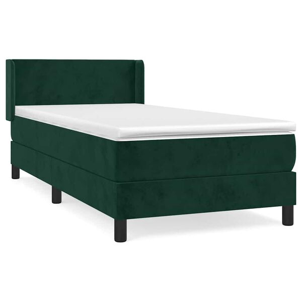 vidaXL Cama box spring con colch&oacute;n terciopelo verde oscuro 80x200 cm