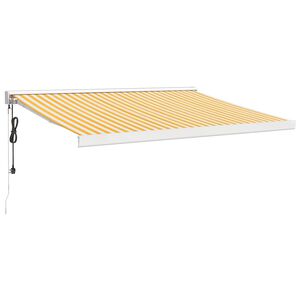 vidaXL Toldo retr&aacute;ctil aluminio y tela blanco y amarillo 3x2,5 m