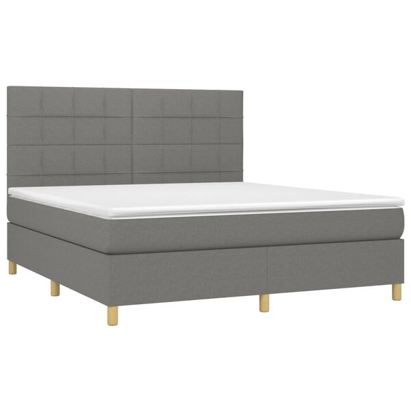 vidaXL Cama box spring con colch&oacute;n tela gris oscuro 160x200 cm