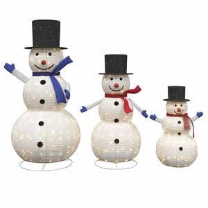 vidaXL Familia de Mu&ntilde;ecos de Nieve Navide&ntilde;os 3 uds. C&aacute;lido 55 x 122 cm