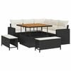 vidaXL Conjunto de sof&aacute;s de jard&iacute;n 8 uds. Negro rat&aacute;n sint&eacute;tico