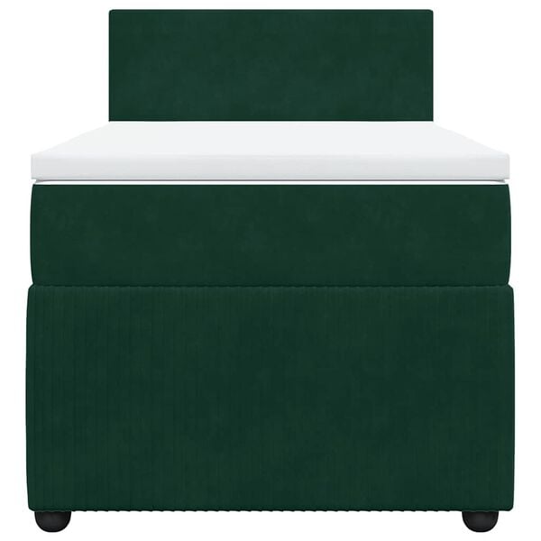 vidaXL Cama box spring con colch&oacute;n terciopelo verde oscuro 90x200 cm