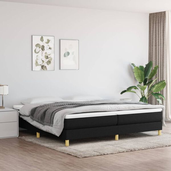 vidaXL Cama box spring con colchón tela negro 200x200 cm