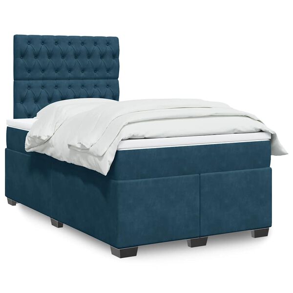 vidaXL Cama box spring con colch&oacute;n terciopelo azul 120x200 cm