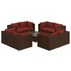 vidaXL Set muebles de jard&iacute;n 9 piezas y cojines rat&aacute;n sint&eacute;tico marr&oacute;n