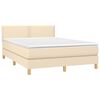 vidaXL Cama box spring con colch&oacute;n tela color crema 140x200 cm