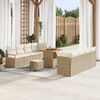 vidaXL Conjunto de sof&aacute; de jard&iacute;n con coj&iacute;n 11 pcs Beige Polirat&aacute;n