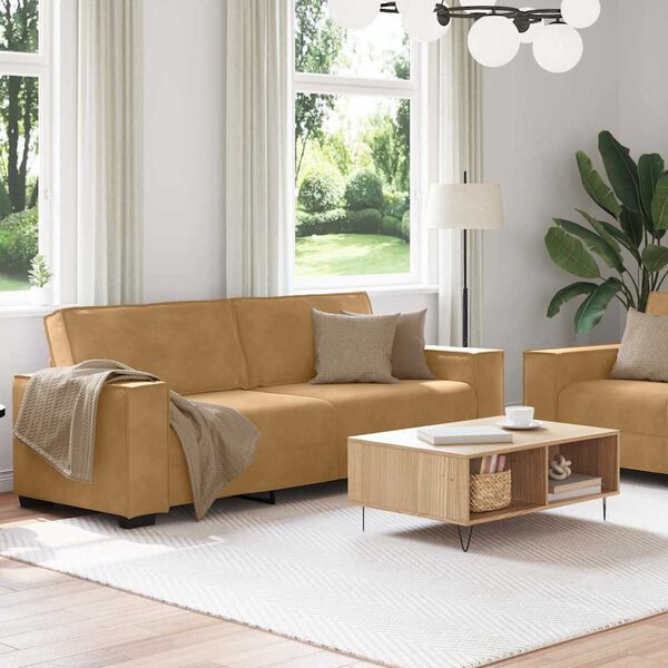 vidaXL Juego de sof&aacute;s con cojines 2 piezas terciopelo marr&oacute;n