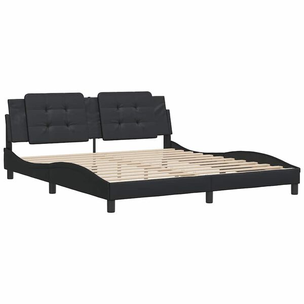 vidaXL Estructura de cama sin colch&oacute;n Zadar cuero sint&eacute;tico negro 180x200 cm