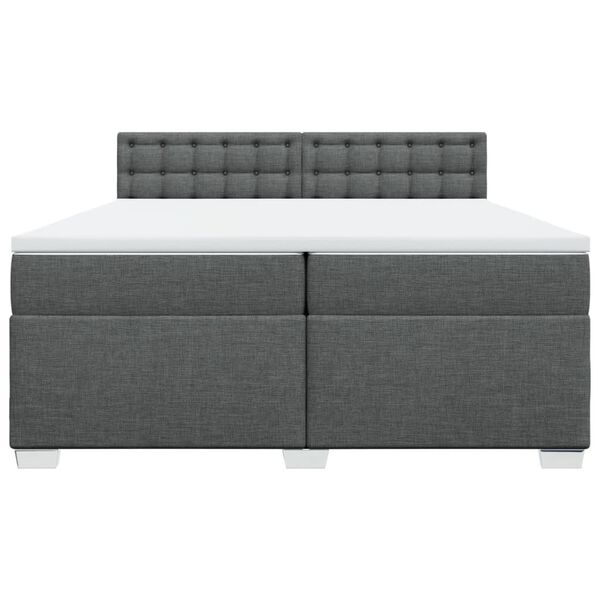 vidaXL Cama box spring con colch&oacute;n tela gris oscuro 200x200 cm