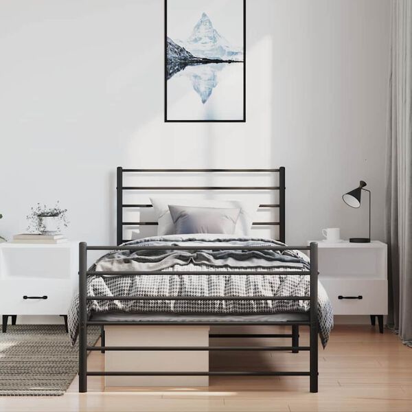 vidaXL Estructura cama sin colchón con estribo metal negro 100x200 cm