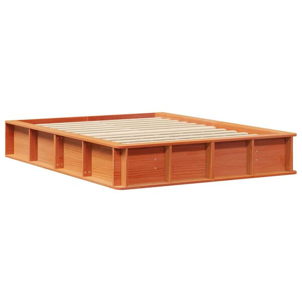 vidaXL Estructura de cama Marr&oacute;n cera 140 x 190 cm