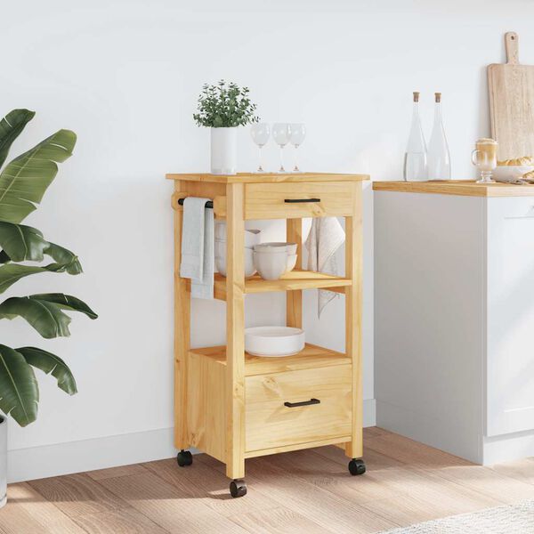 vidaXL Carrito de cocina MONZA madera maciza de pino 48x40x88,5 cm