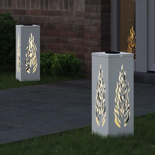 vidaXL Luz de camino LED solar 2 pcs Acero laminado en fr&iacute;o