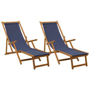 vidaXL Tumbona plegable 2 pcs 3 Posici&oacute;n Madera de Eucalipto Maciza