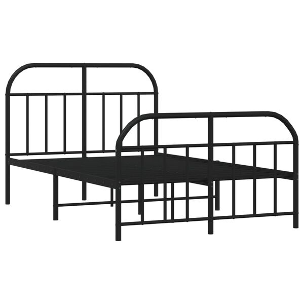 vidaXL Estructura cama sin colchón con estribo metal negro 120x190 cm
