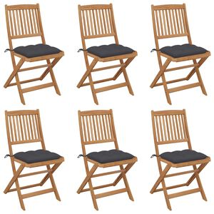 vidaXL Sillas de jard&iacute;n plegables 6 uds madera maciza acacia y cojines