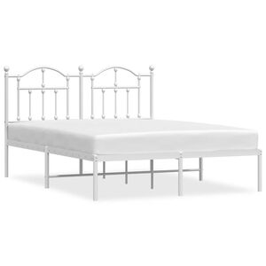 vidaXL Estructura cama sin colch&oacute;n con cabecero metal blanco 135x190cm