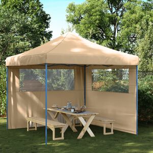 vidaXL Tienda de fiesta plegable Pop-Up con 2 paredes laterales beige