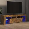 vidaXL Mueble de TV con luces LED color roble ahumado 140x36,5x40 cm