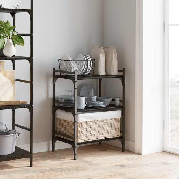 vidaXL Carro de Cocina Roble Negro 50 x 35 x 75.5 cm