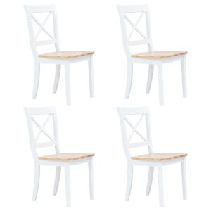 vidaXL Sillas comedor 4 uds madera maciza caucho blanco y madera claro