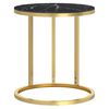 vidaXL Mesa auxiliar vidrio templado m&aacute;rmol negro y dorado 45 cm