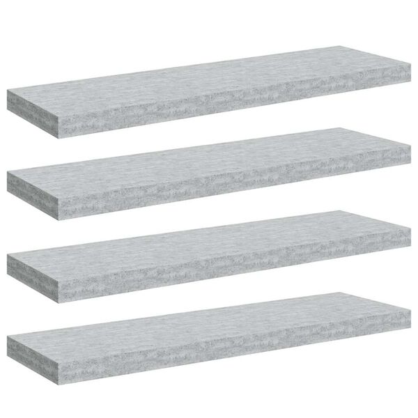 vidaXL Estantes flotantes pared 4 uds MDF gris hormig&oacute;n 80x23,5x3,8 cm