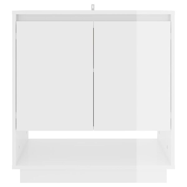 vidaXL Aparador de madera contrachapada blanco brillante 70x41x75 cm