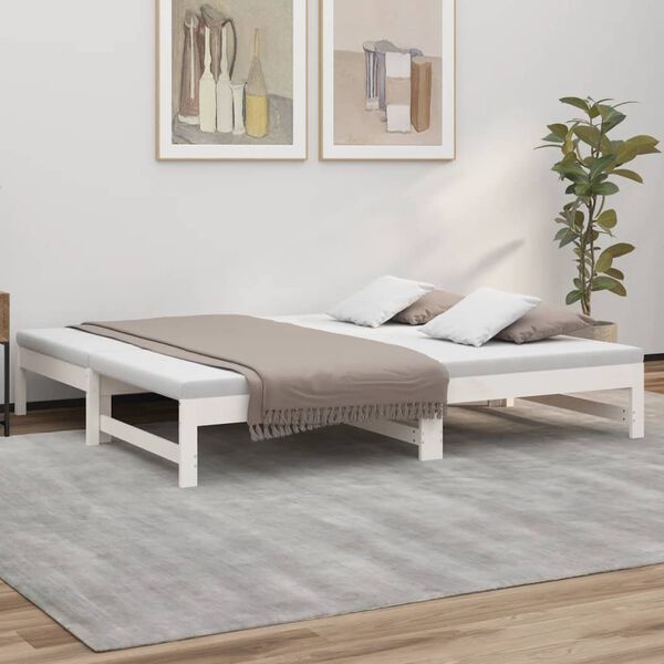 vidaXL Sof&aacute; cama extra&iacute;ble sin colch&oacute;n blanco 2x(90x190) cm