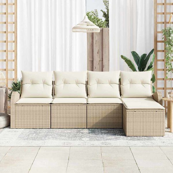 vidaXL Conjunto de sof&aacute; de jard&iacute;n Beige rat&aacute;n sint&eacute;tico